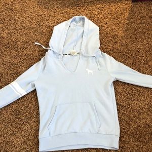blue hoodie from pink